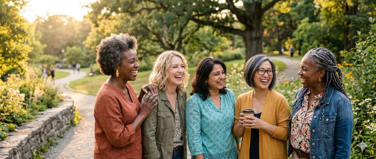 Older women laughing together